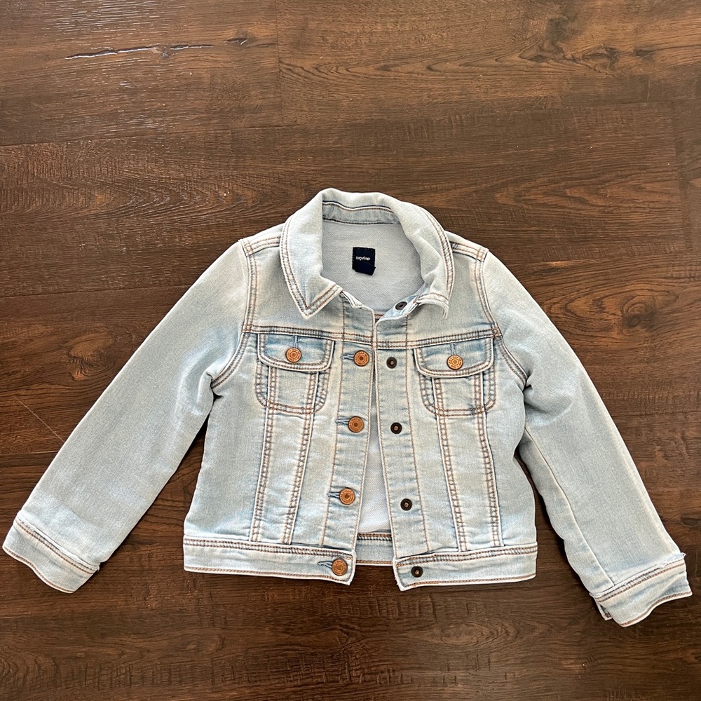 GAP Kids Light Wash Aged Weathered Look Denim Jacket